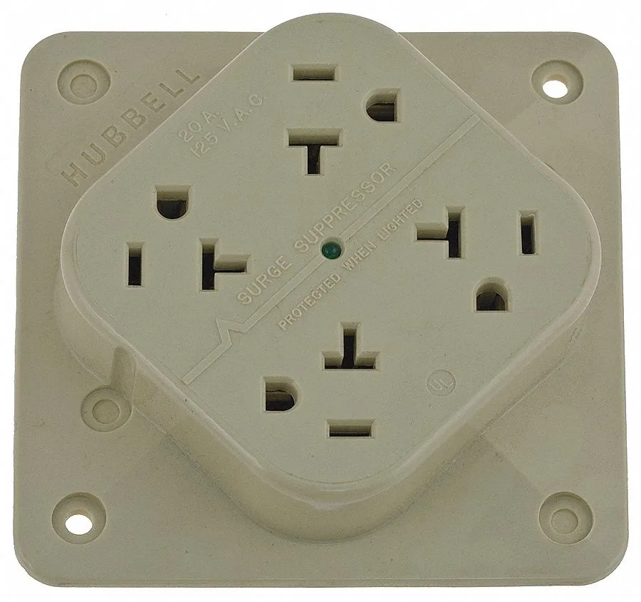 Hubbell Incorporated Hubbell HBL420IS Quad Surge Receptacle 20A 125V Ivory — product photo