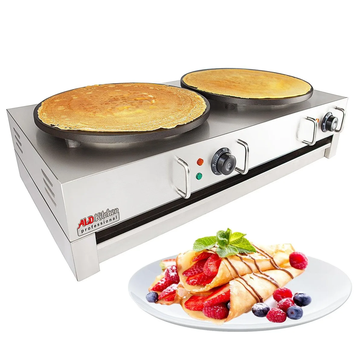 ALDKitchen ALDKitchen AP-584 Double Panini Crepe Maker 16" 6kW 110V — product photo