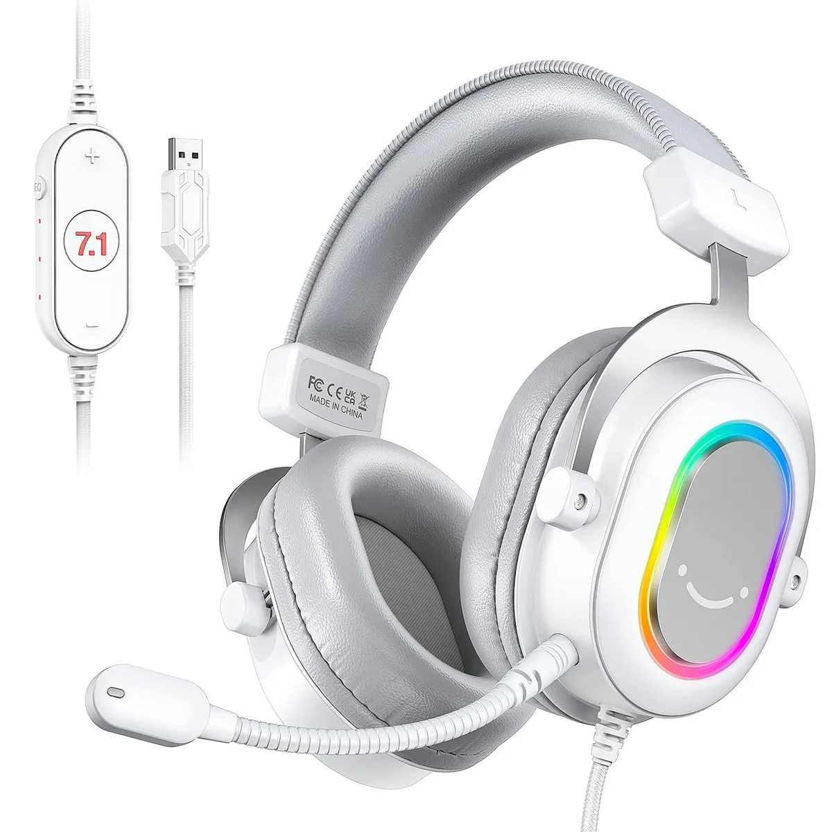  FIFINE AmpliGame H6 White USB Gaming Headset 7.1 Surround Sound 45mm Drivers — product photo