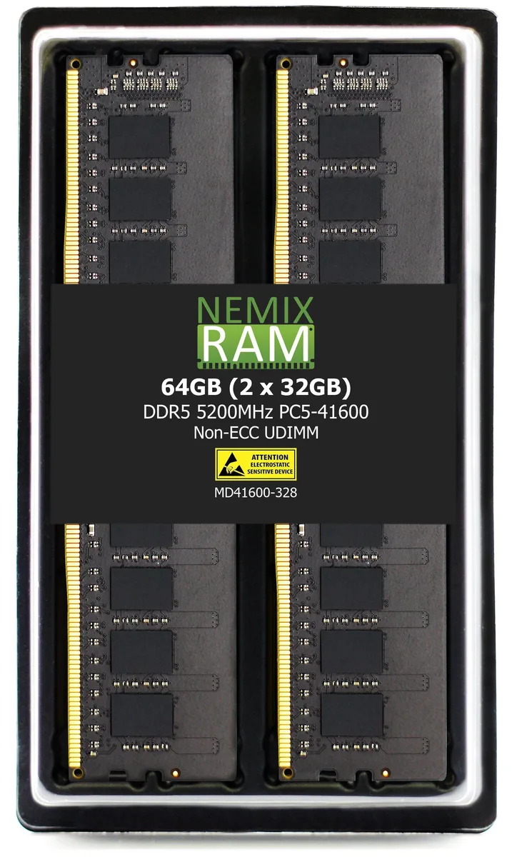NEMIX RAM NEMIX RAM 64GB (2×32GB) DDR5 5200 CL42 1.10V desktop RAM — product photo