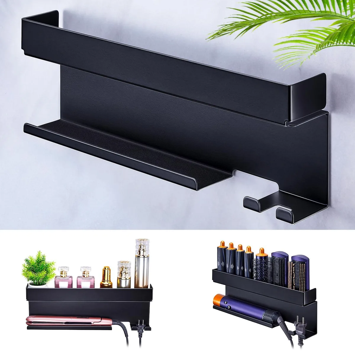  WAYASI Hair Dryer Storage Bath Storage Black 2.4 x 3.96 x 1.3 in — product photo