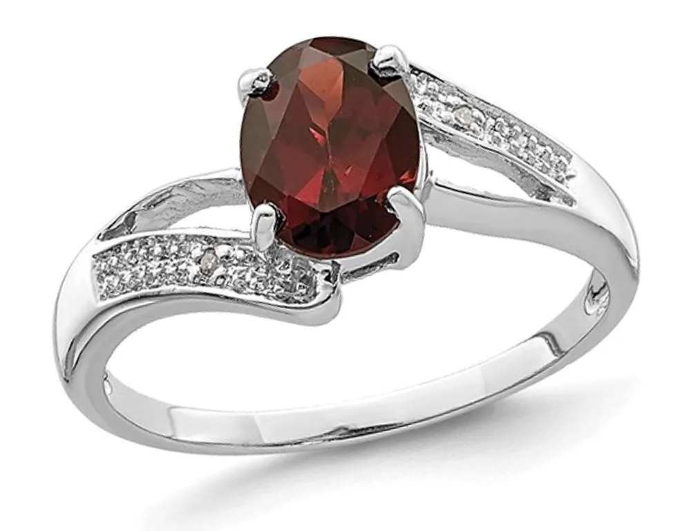 Gem &amp; Harmony Gem &amp; Harmony 1.30 Carat Garnet Oval Cut Ring Sterling Silver — product photo