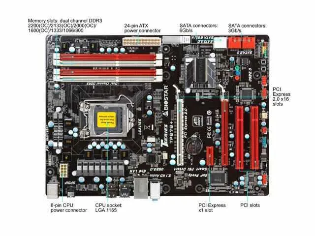 Biostar Biostar TP67B+ LGA 1155 Intel P67 SATA 6Gb/s USB 3.0 ATX motherboard accessory — product photo