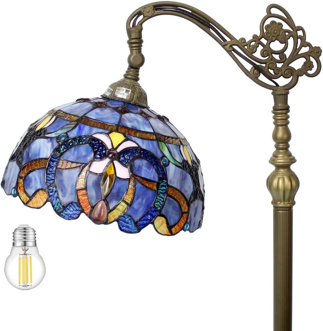 TUKO TUKO Tiffany Floor Lamp Blue Purple Cloud Stained Glass Arched S558 Series — product photo