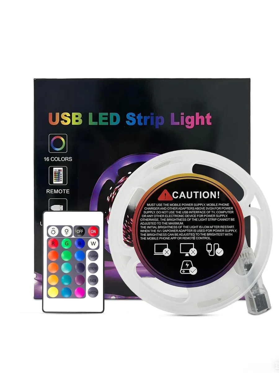 White 20 ft LED strip on reel with USB plug and remote control