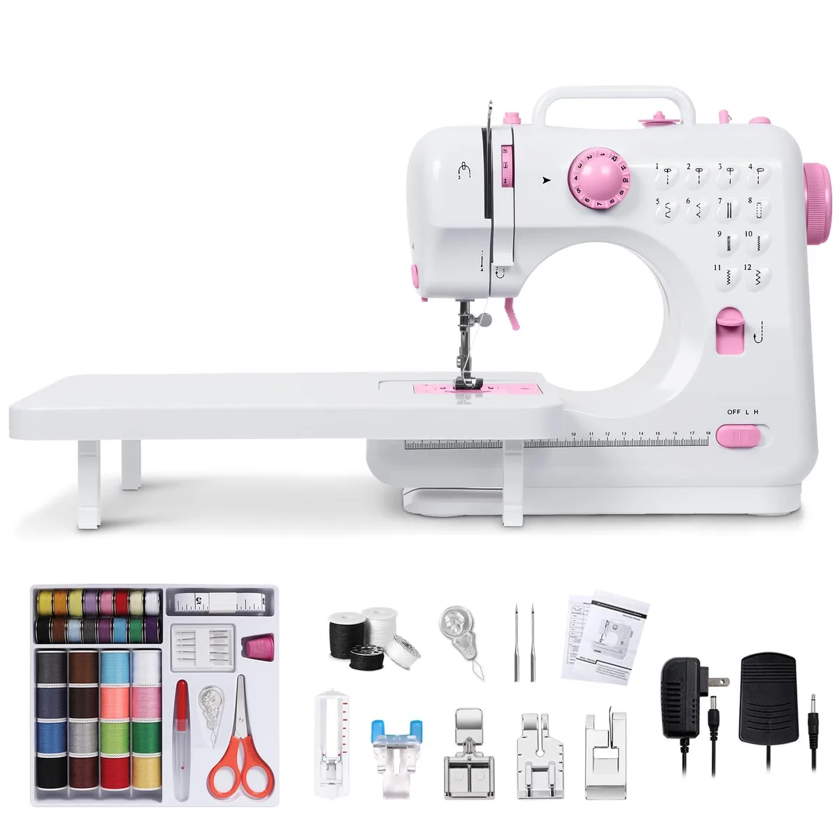 Tidjani 505A Mini Sewing Machine Pink 12 Stitches — product photo