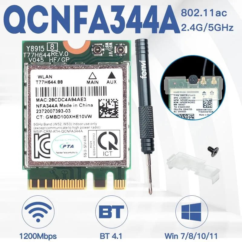 YINGHUA YINGHUA QCNFA344A 867Mbps 2.4/5GHz BT 4.1 Wi-Fi adapter — product photo