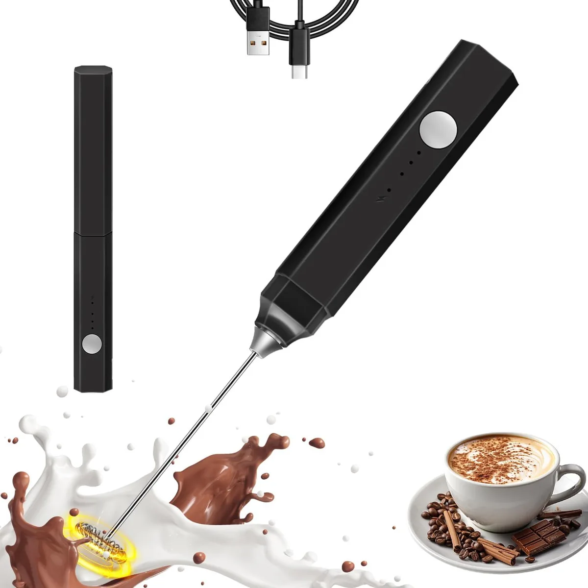  MAXI-MATIC Styuanmmy0202 Rechargeable Milk Frother 3-Speed White — product photo