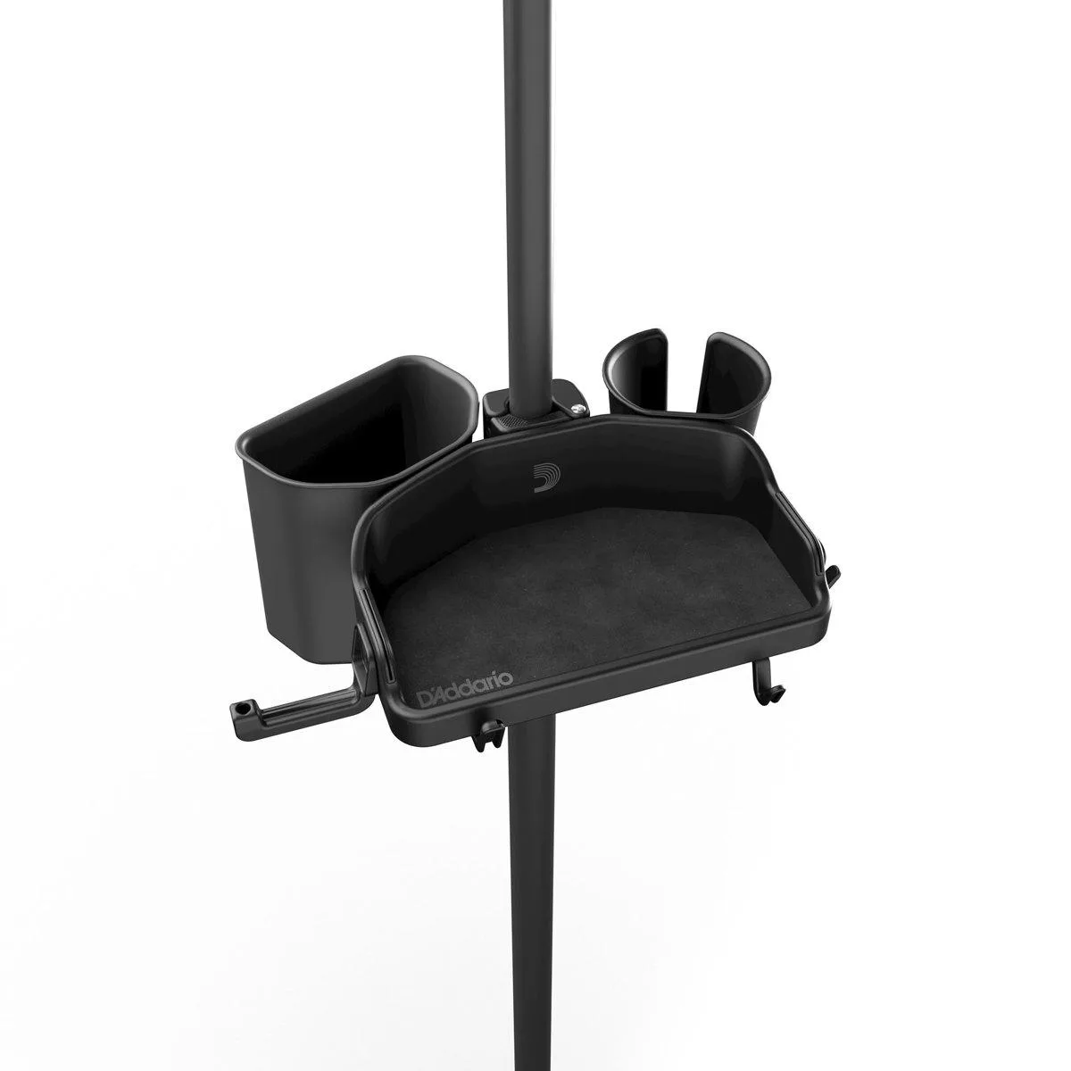 Black modular microphone stand kit with hub tray cup holder and tip jar
