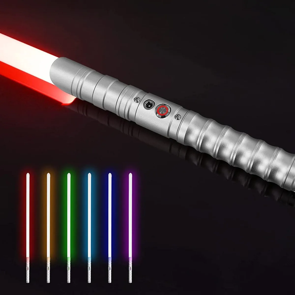 gengyouyuan gengyouyuan Lightsaber Force FX Metal Aluminum Hilt Black Series RGB LED Heavy Dueling Blaster Sound Silver — product photo