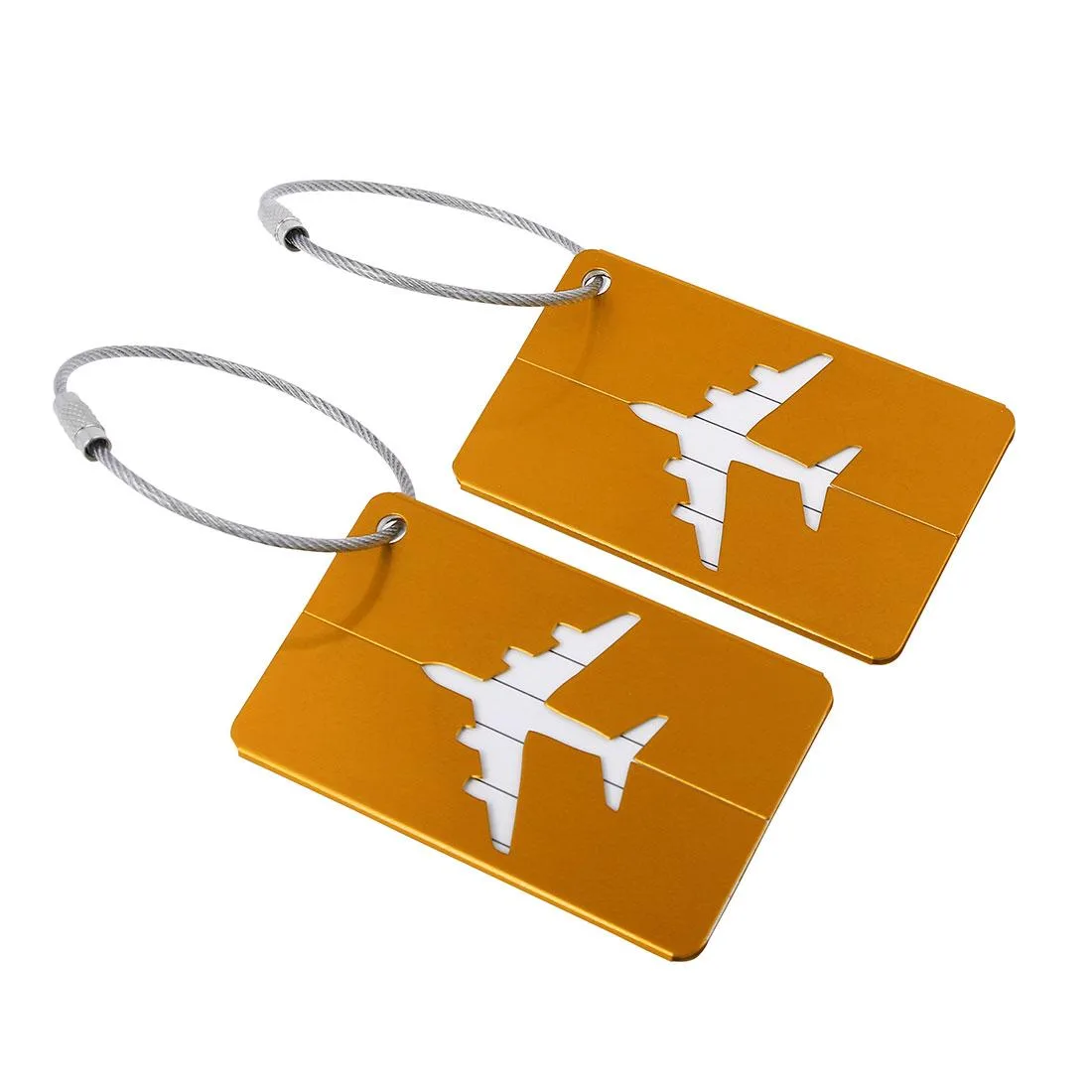 Unique-Bargains Unique-Bargains Luggage Tag Gold Tone 2pcs — product photo