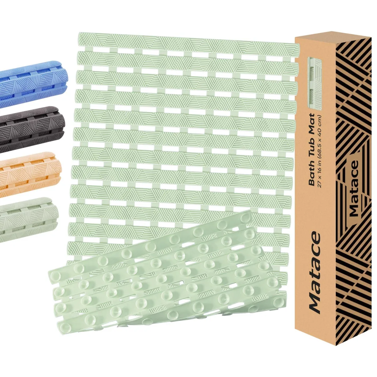 Matace Non-Slip Bathtub Mat 27x16 Inch 180 Suction Cups Sage Green — product photo