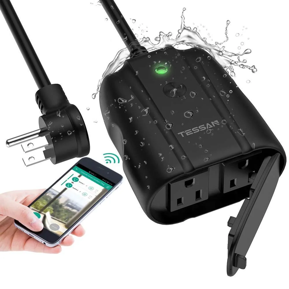 BFKK BFKK Outdoor Smart Plug Waterproof 2 Individual Sockets 2.4GHz WiFi 125V 15A — product photo