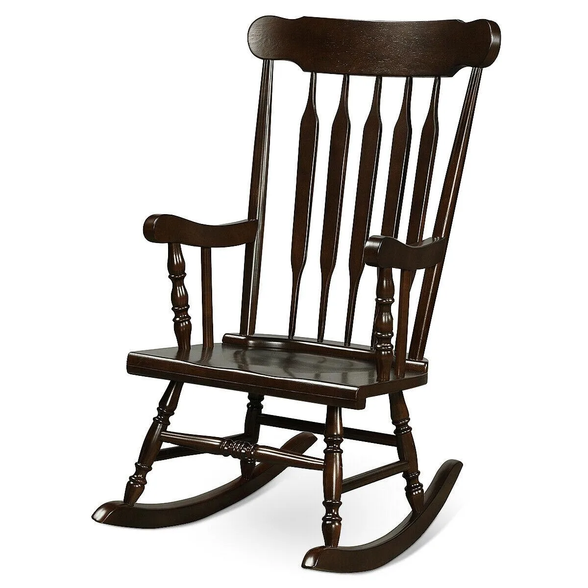 SlickBlue SlickBlue Rocking Chair Solid Wood Frame Brown 25.5" x 32.5" x 46.5 — product photo