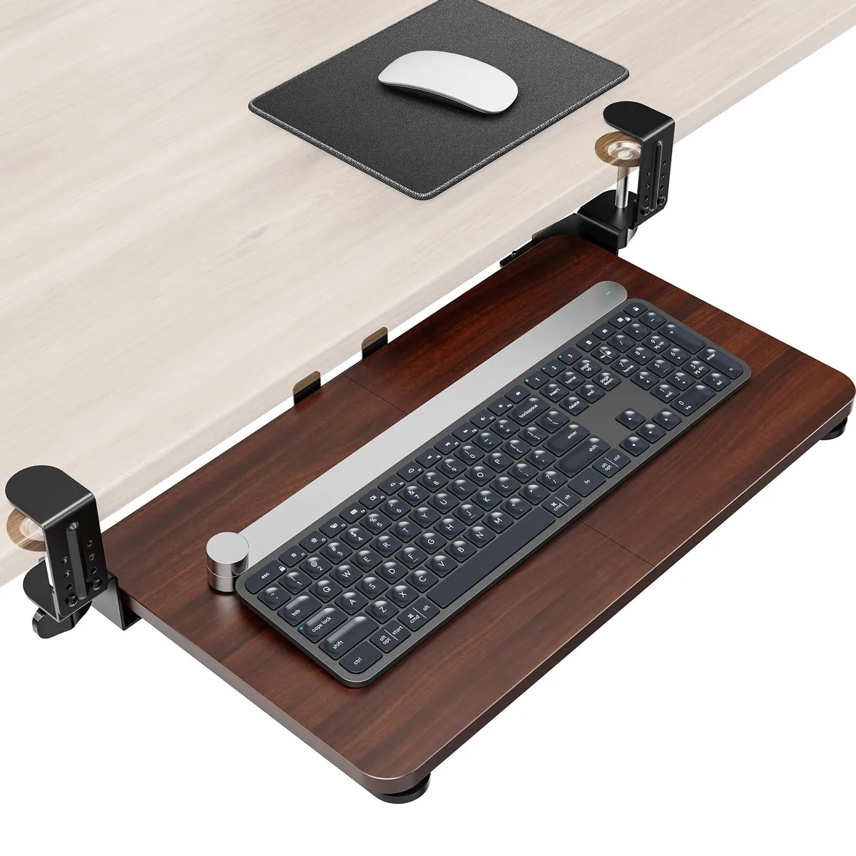 Zontera KBT02-1 Under-Desk Keyboard Tray 20.5 x 11.8 Walnut — product photo