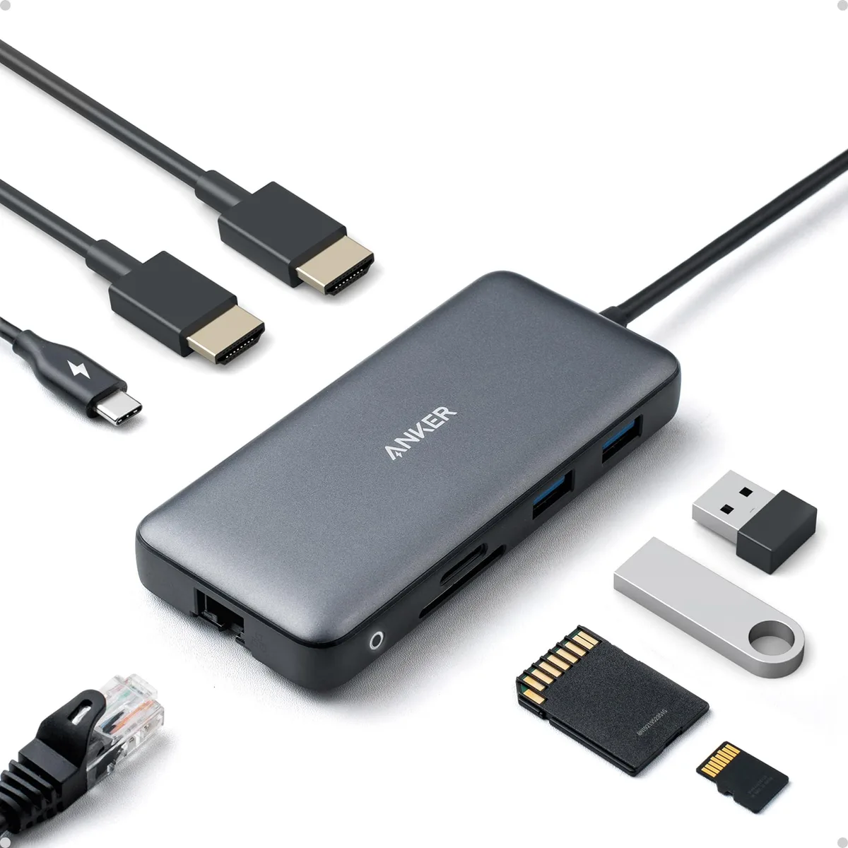 Anker A83800A1 8-in-1 USB-C Docking Station Gray — product photo