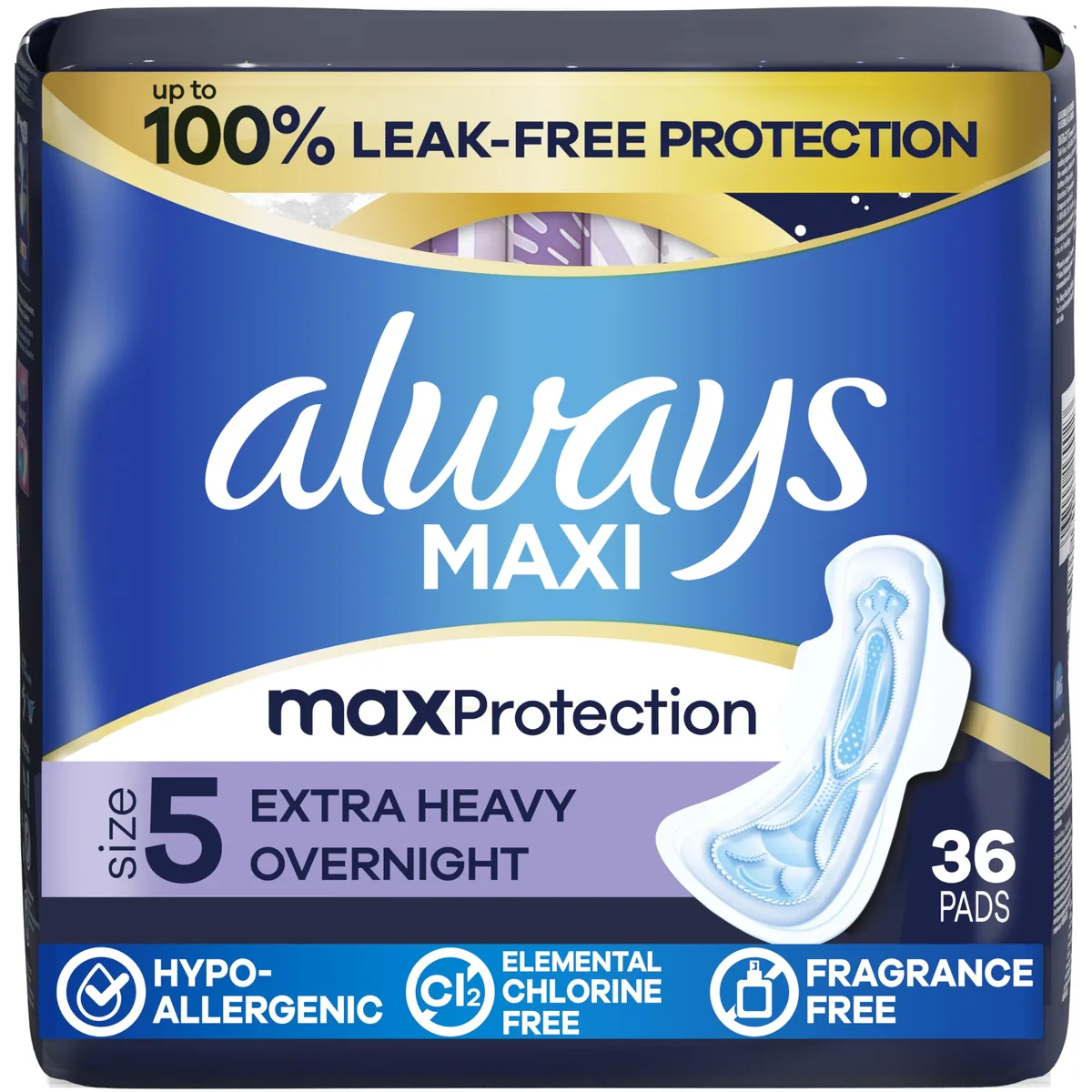  Always Maxi Feminine Pads Size 5 Extra Heavy 36 Count — product photo