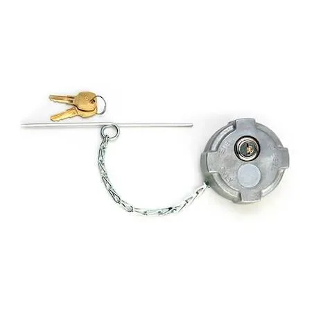 Silver locking fuel cap with cross bar and chain