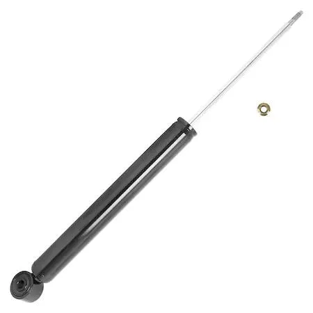Unity 257050 rear shock absorber, silver metal cylinder with mounting eyelets