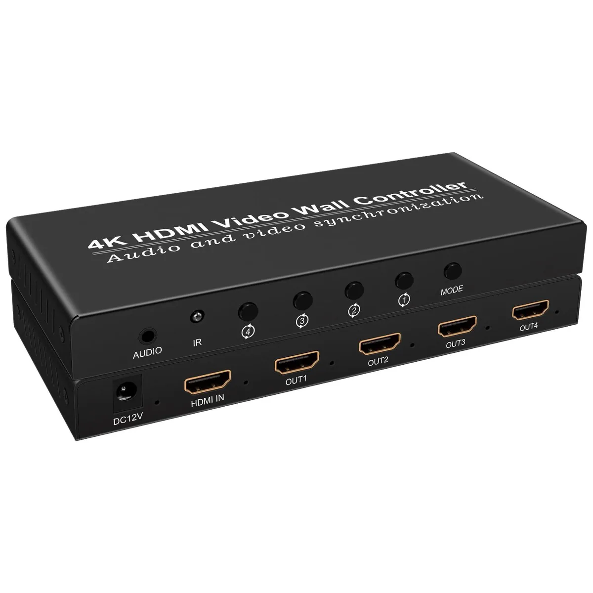 Compact black box with four HDMI ports, 80 cm cable, 180° rotation, .531 kg