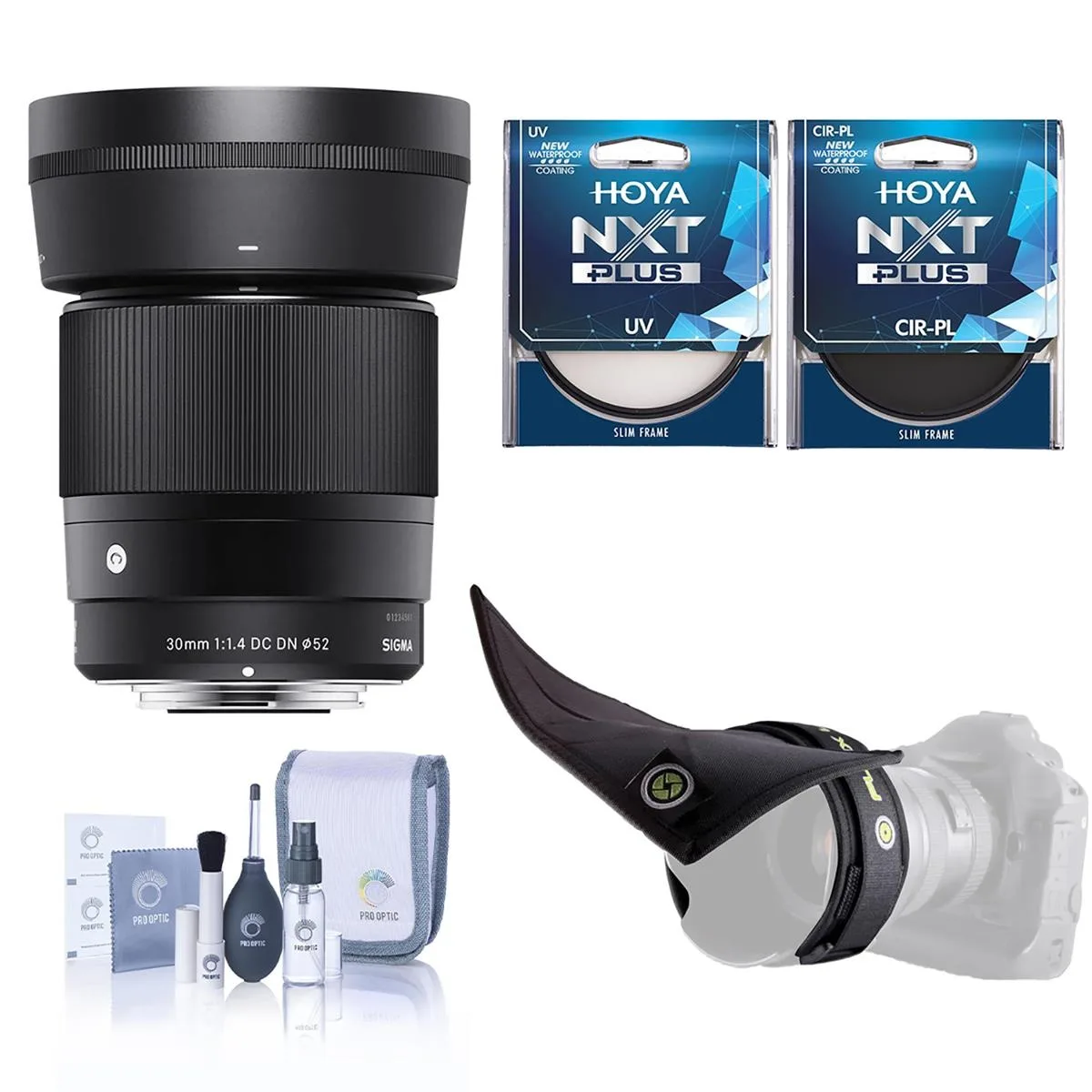 SIGMA SIGMA 30mm f/1.4 DC DN Contemporary Sony E kit with filter and shade — product photo
