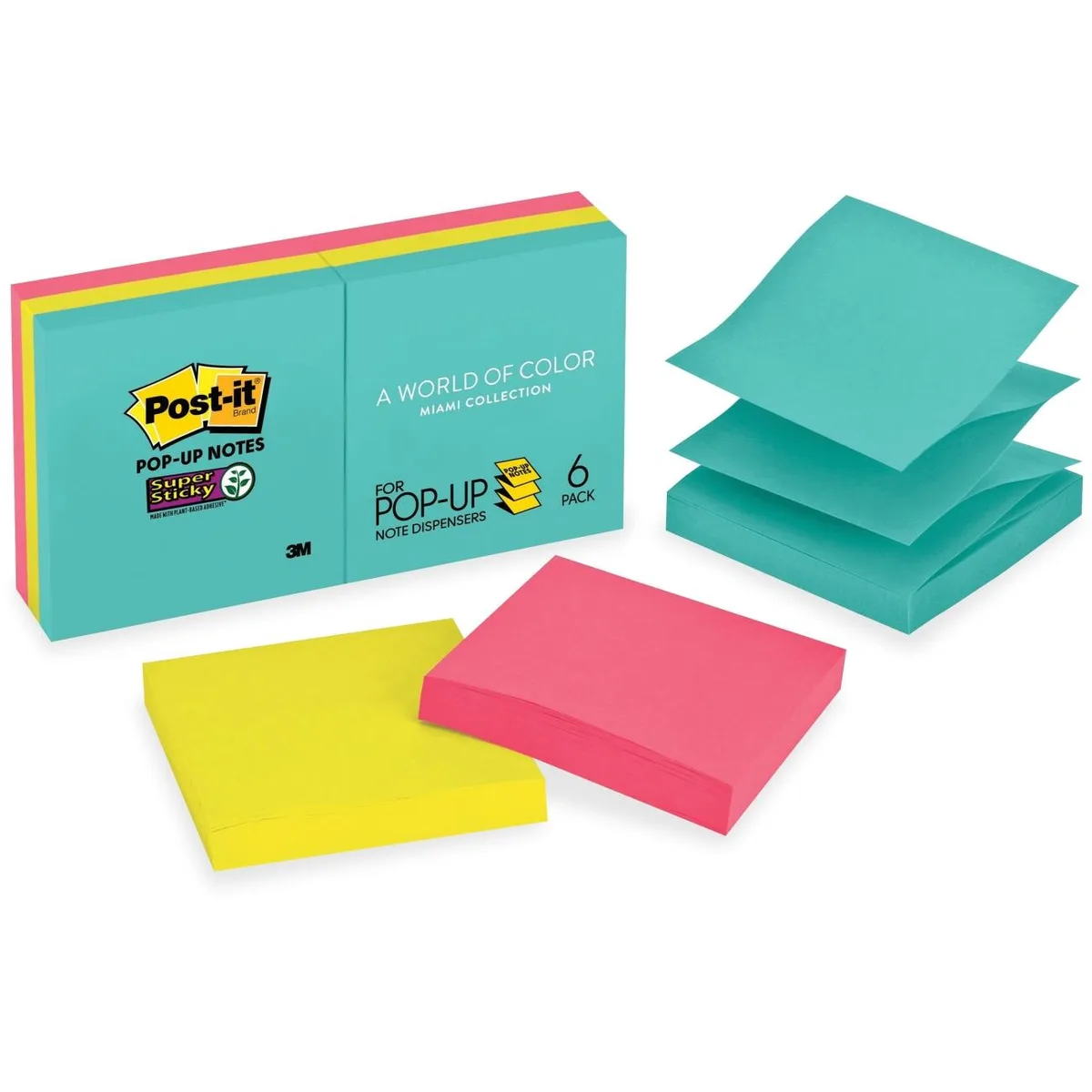 3M 3M R3306SSMIA Post-it Super Sticky Pop-up Notes Multi-Color 12 Pads 90 Sheets — product photo