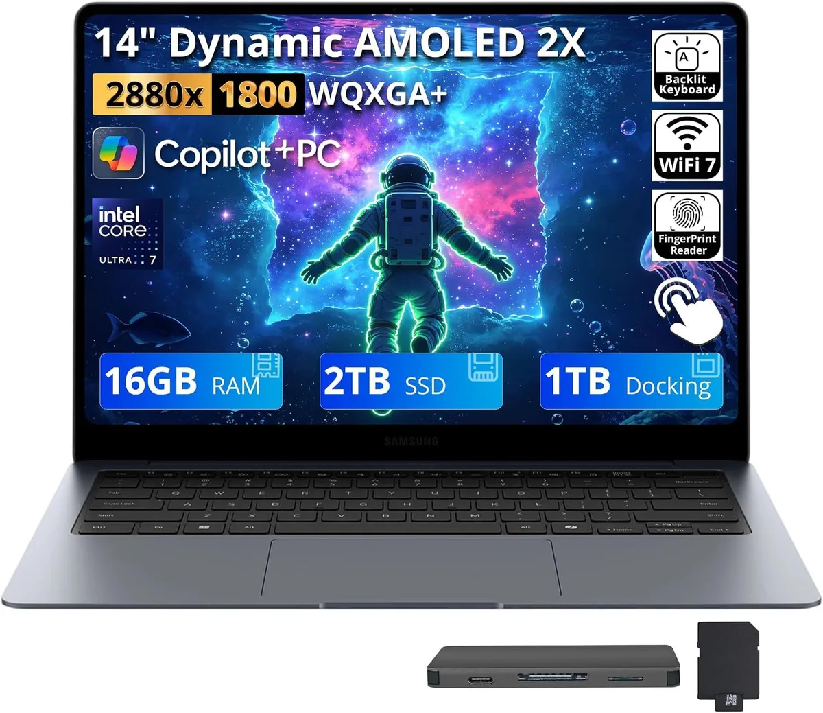 SAMSUNG SAMSUNG Galaxy Book6 Pro 14" Intel Core Ultra 7 356H 16GB 2TB SSD+1TB Dock Gray — product photo