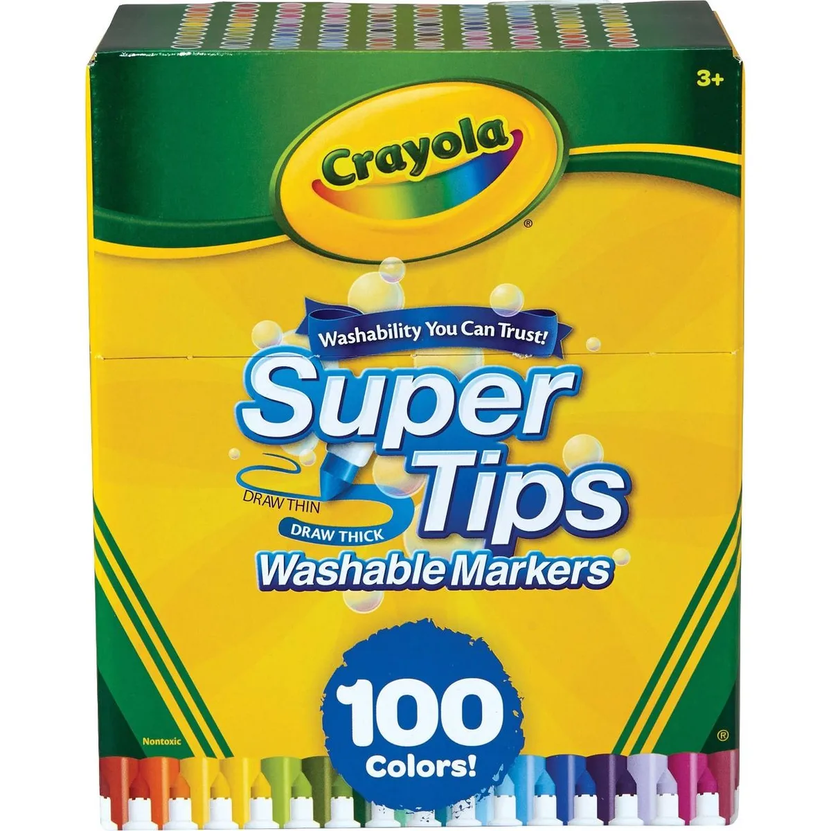 Box of 100 Crayola SuperTips washable markers in assorted colours