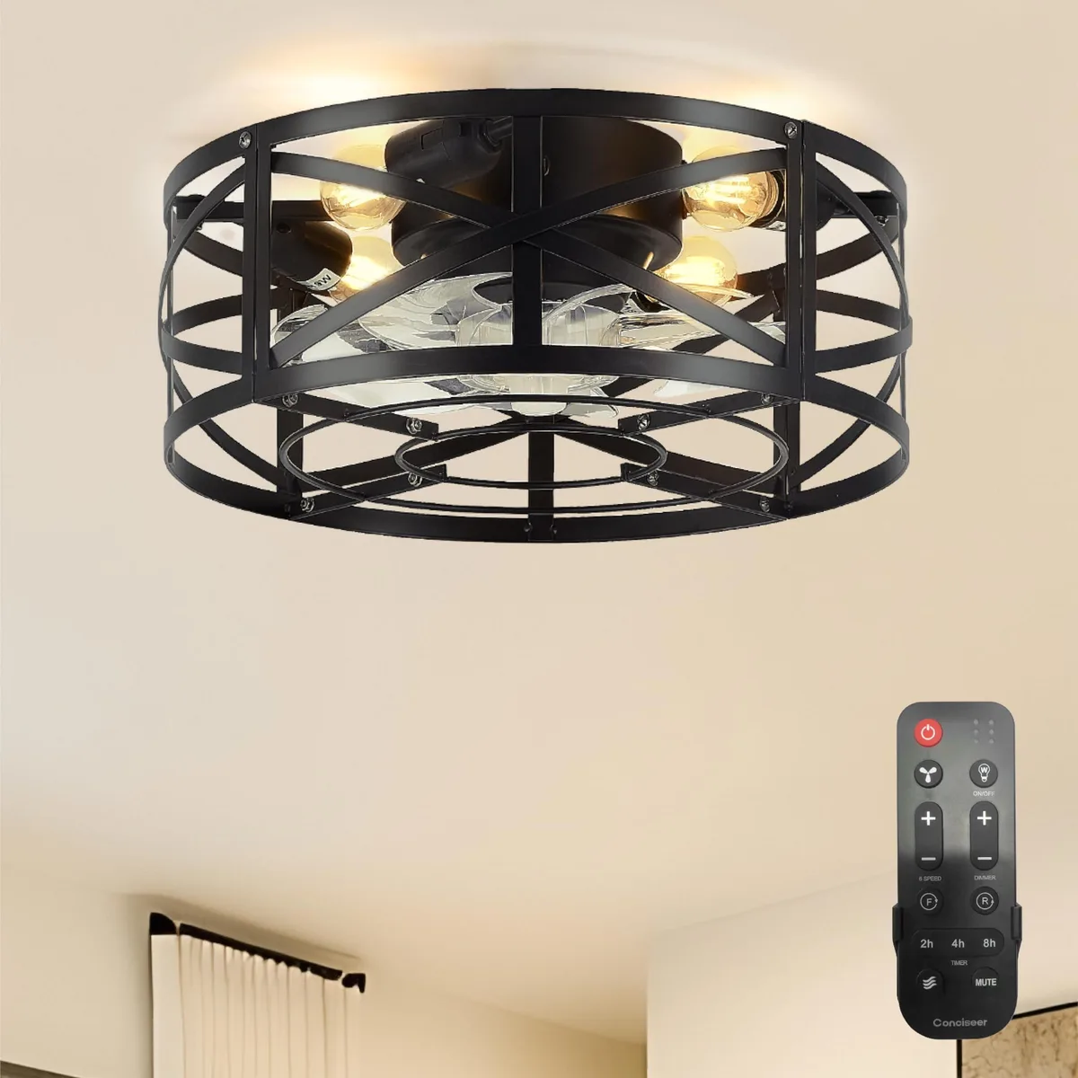  Conciseer-20ICF 20 inch ceiling fan 14.33in W 12.83in H 9.06in D Black — product photo