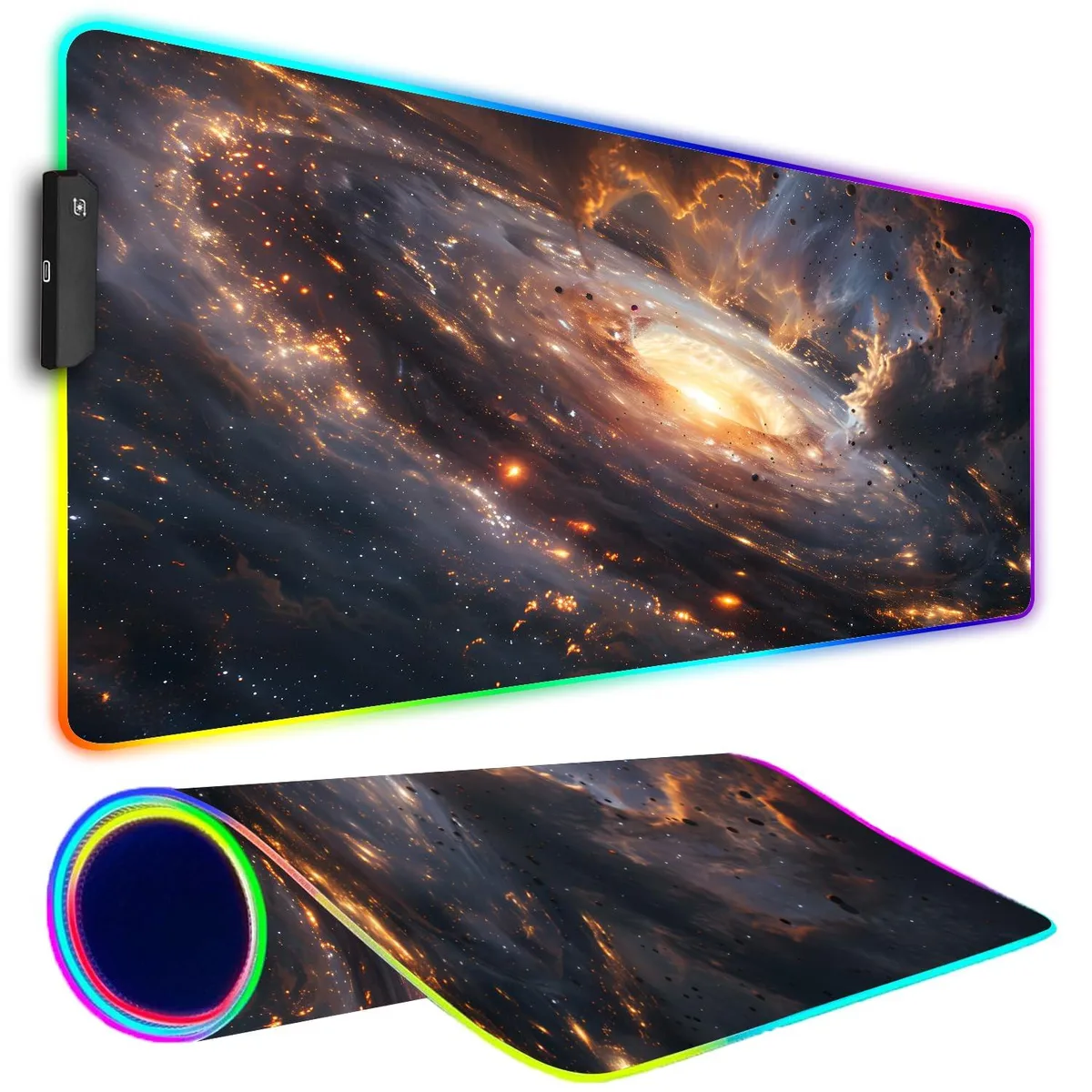 KEHIPI KEHIPI RGB Gaming Mouse Pad 31.5 x 11.8 in Golden Galaxy — product photo