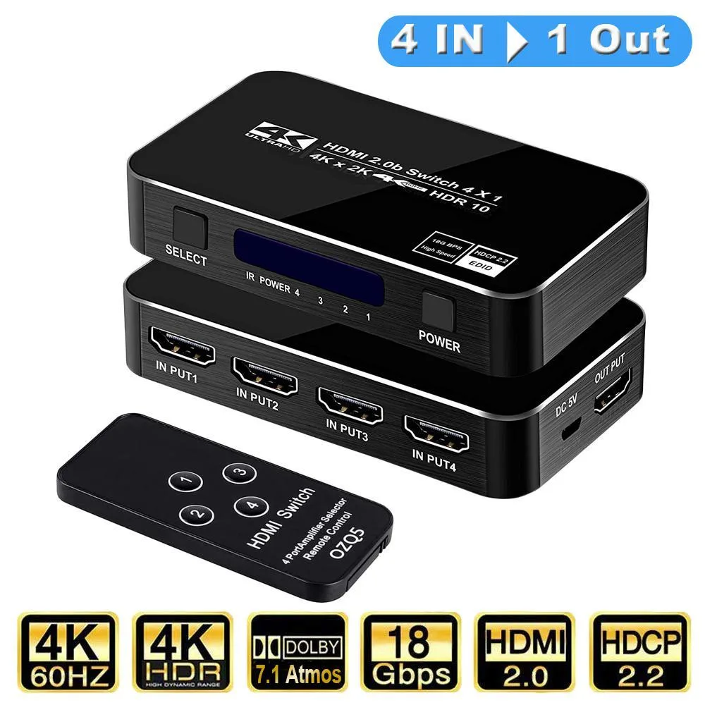 WRIARICH WRIARICH OZQ5 4x1 HDMI video switch 4K@60Hz 18.5Gbps — product photo