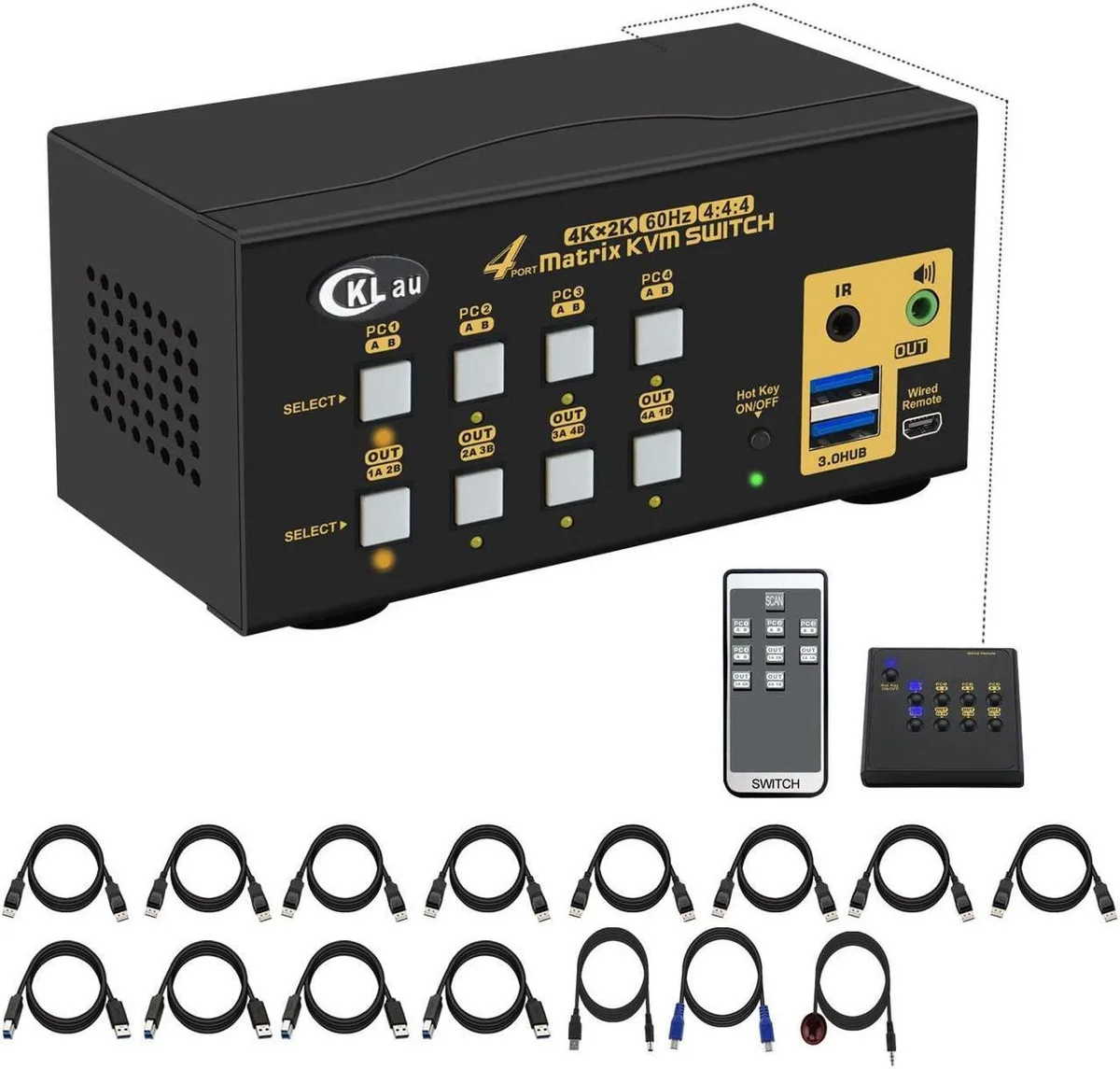 Vszerda Vszerda USB 3.0 DisplayPort 1.2 Dual Monitor KVM Switch 4 Computers 2 Monitors — product photo