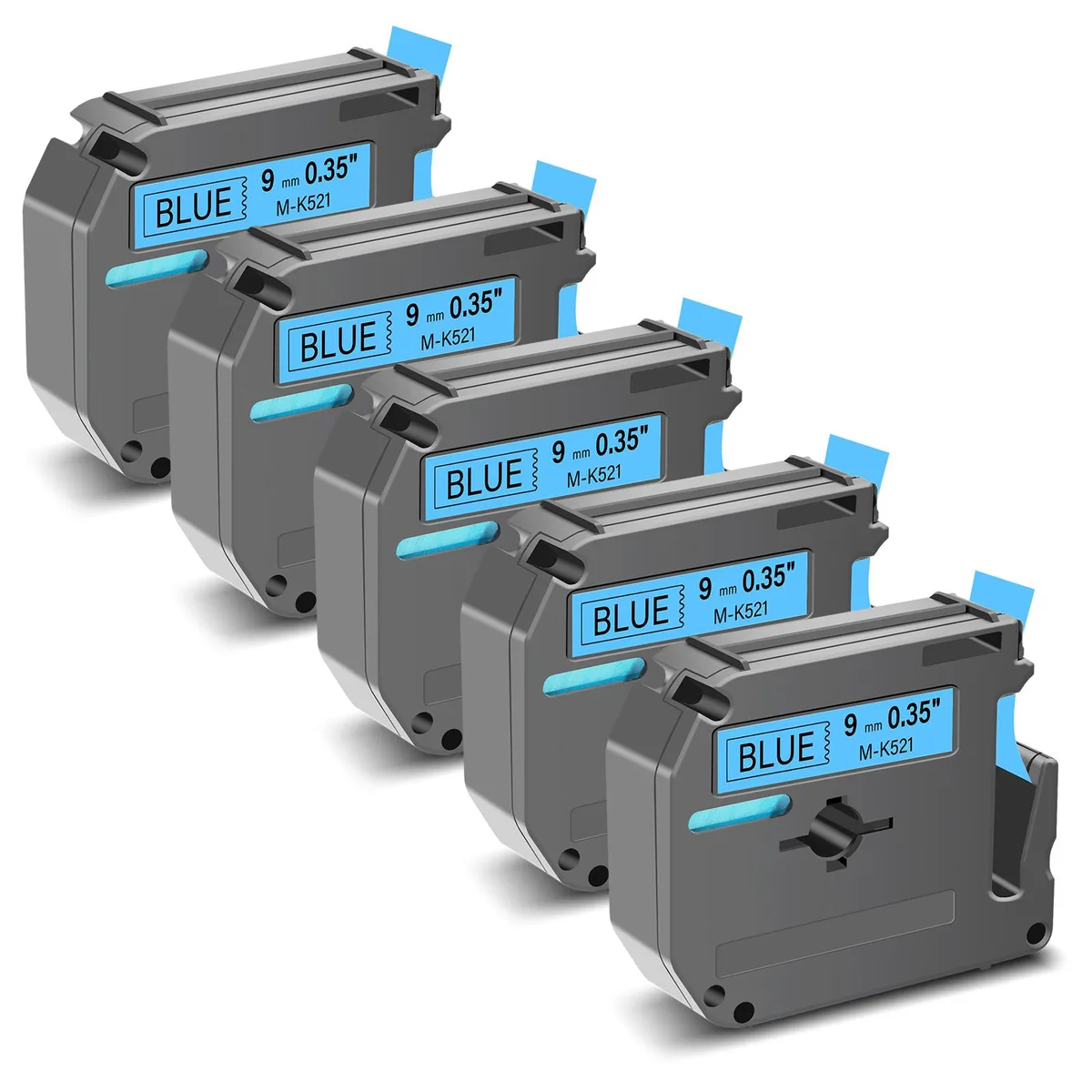 GREENCYCLE GREENCYCLE MK-521 Label Tape 9mm 8m Black on Blue 5 Pack — product photo