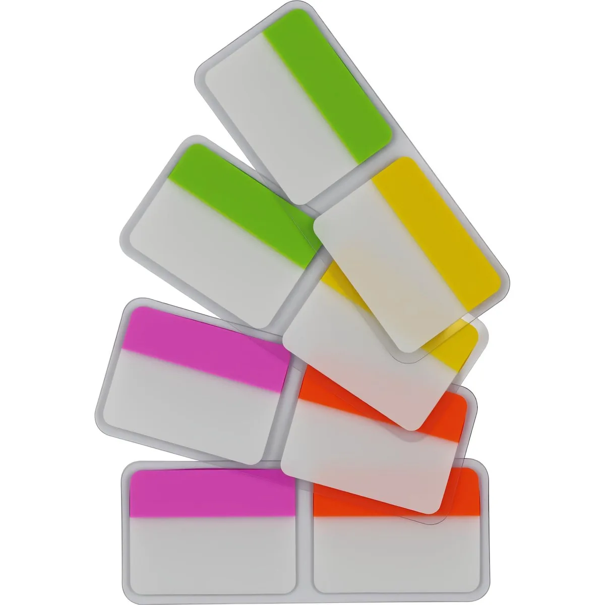 Four dispensers of bright rectangular sticky flags, each holding 24 sheets, 96 total