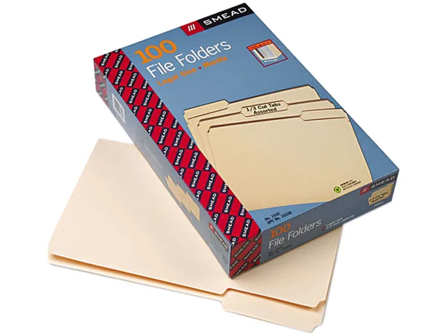 Smead Smead 15330 Legal Manila File Folders 1/3 Cut 11-pt 100/Box — product photo