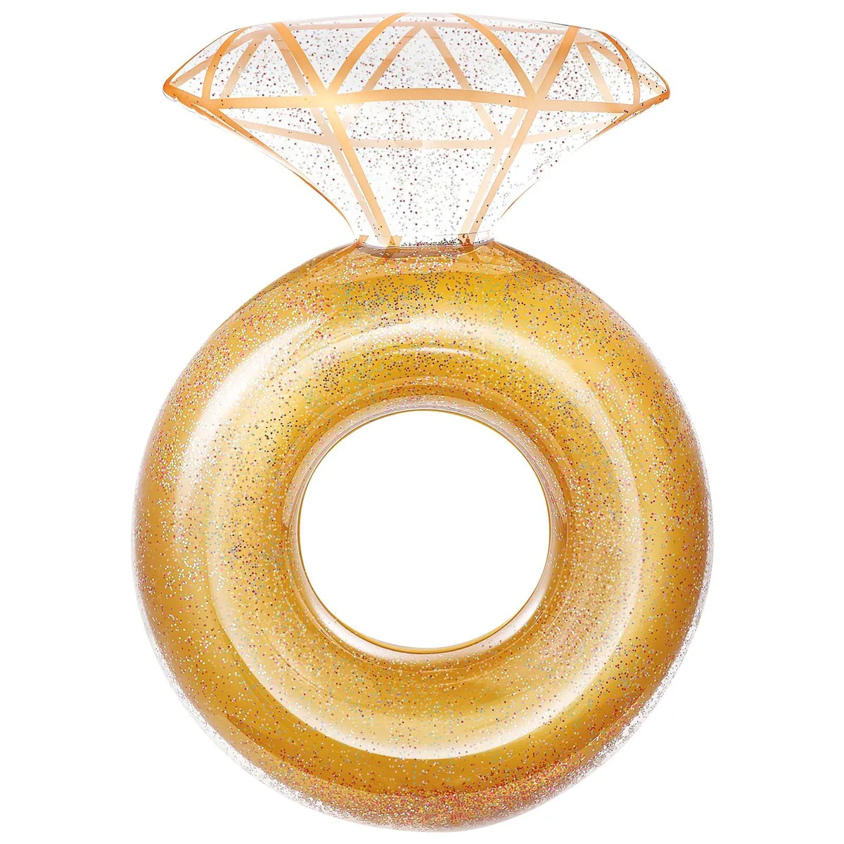 White inflatable diamond ring raft, 49 by 35 inches, PVC construction