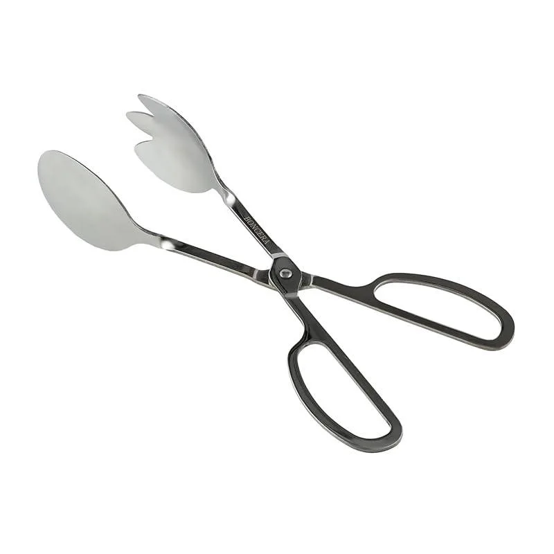 10 inch stainless steel scissor tongs with wide grip jaws