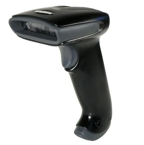 Handheld linear-imaging barcode scanner in black and yellow housing