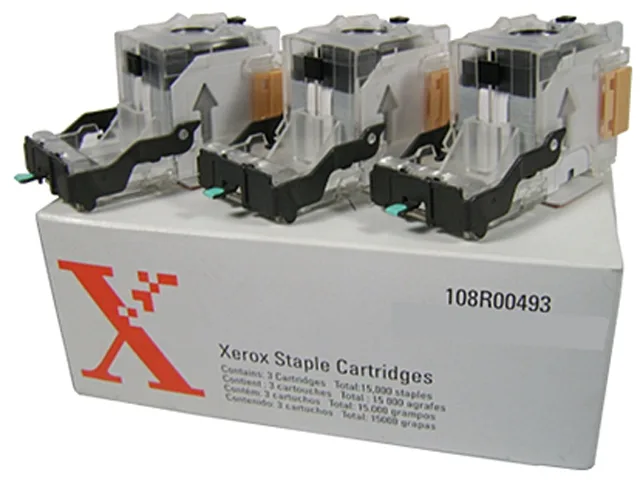 XEROX XEROX 108R00493 staple cartridge refill 3 pack 15000 scanner supply — product photo