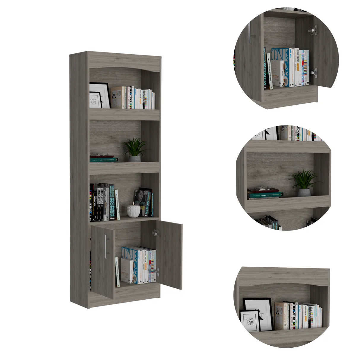 FM FURNITURE FM FURNITURE FM5563BLZ Bookshelf 24.8W 10D 70H Light Gray — product photo