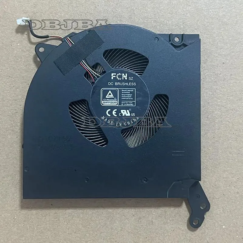 Small rectangular black laptop GPU cooling fan with wire connector