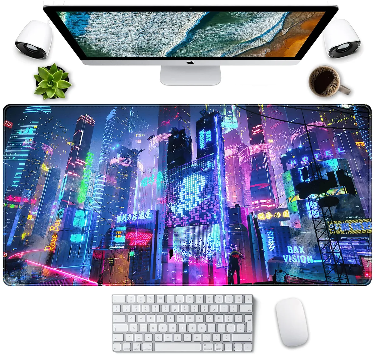 KEHIPI KEHIPI Japanese Street Desk Mat 31.5x15.75x0.12 in Neon Color — product photo