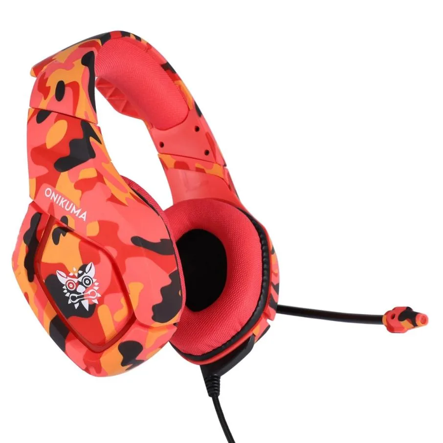  K1-B Camouflage Red Wired Headphone 3.5mm 50mm Driver 2.2m Cable — product photo