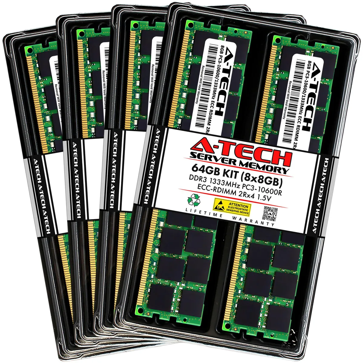 A-Tech A-Tech 64GB 8x8GB DDR3 1333 ECC RDIMM 2Rx4 1.5V Server RAM — product photo