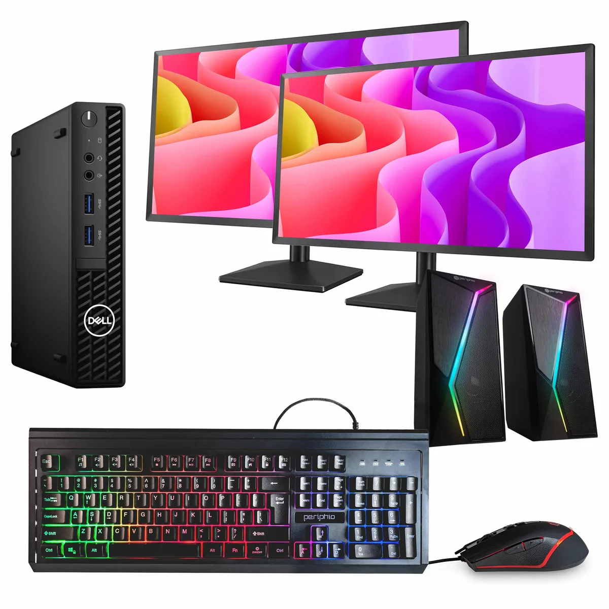 DELL DELL OptiPlex 3090 Mini PC Intel Core i5-10500T 16GB DDR3 1TB SSD 1TB HDD Windows 11 Pro Dual 24" Monitors — product photo