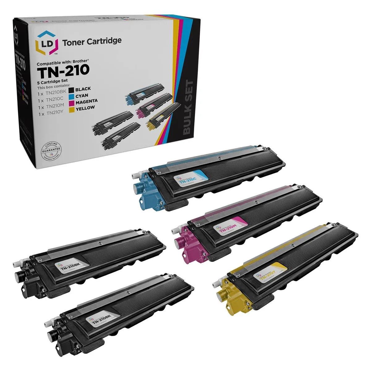 LD Products LD Products Compatible Toner Cartridge Pack for Brother TN210 TN433 2BK 1C 1M 1Y 5-Pack 2200 Pages — product photo