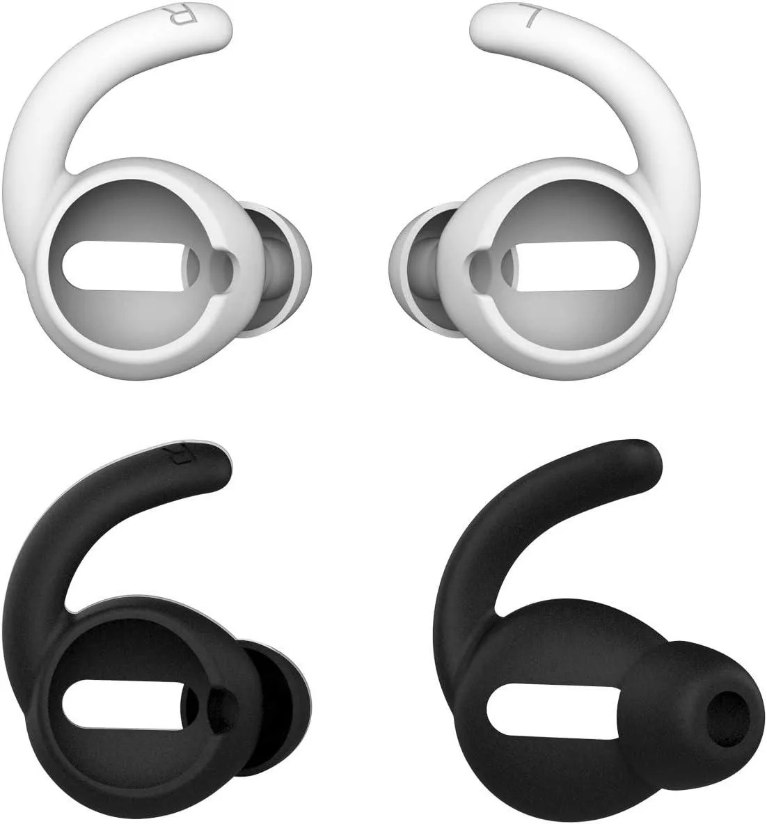 MAONO MAONO Anti-Slip Silicone Earhooks 2 Pairs White Black — product photo