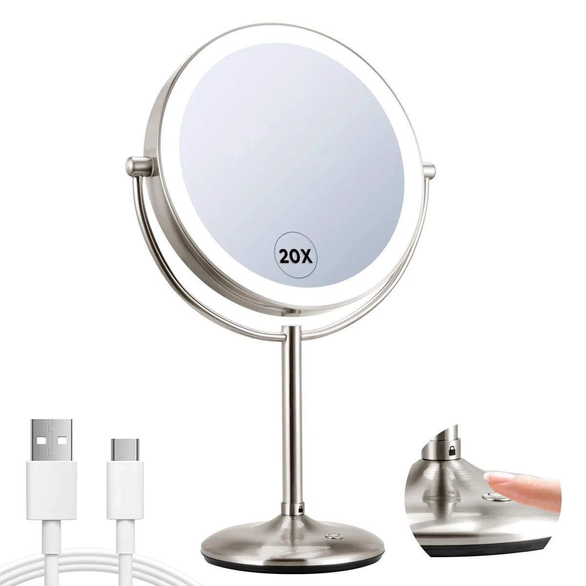  VORREMIRR 17" x 11" Double-Sided Magnifying Mirror 1X/20X — product photo