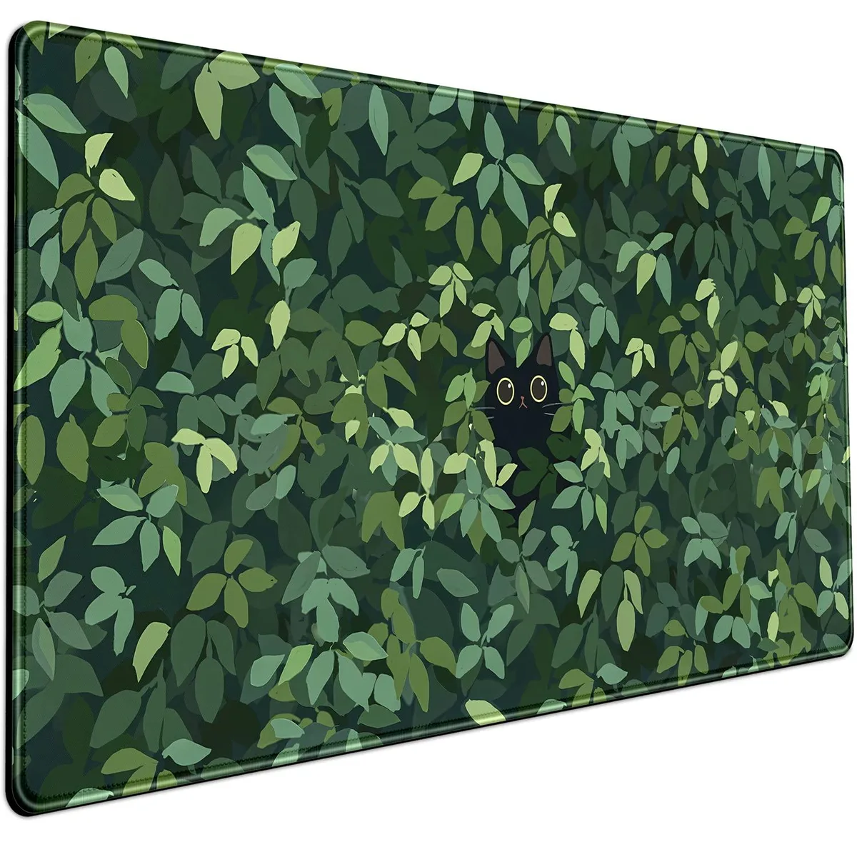  Mechanical Cattle WK-ke-151 Desk Mat Green Plants Black Cat 31.5 x 15.75 in — product photo