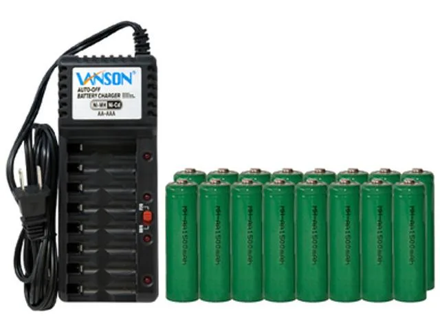 DUSLAN DUSLAN V868 8-Bay AA/AAA Charger with 16 AA NiMH Batteries 1500 mAh — product photo